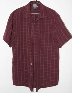 Atlantic Bay mix short sleeved shirt size Meduim dark red work wear worn - Picture 1 of 1