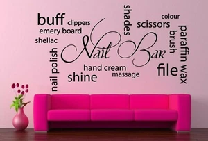 NAIL BAR Beauty/Haar/Nagelwörter Salon Wandbild/Fenster Vinyl Aufkleber/Wandaufkleber - Bild 1 von 2