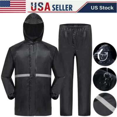 Traje de Lluvia para Hombres Mujeres Chaquetas Pantalón Equipo Reflectante Impermeable Moto Hivis Foto 1 de 4