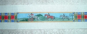 Cinturón de competición de caballos a cuadros 18 quilates HP pintado a mano lona a punta de aguja MZC - Imagen 1 de 3