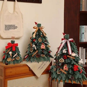 Tower Shaped Mini Christmas Tree Snowman Mini Snow Pine Tree Living Room - Picture 1 of 15