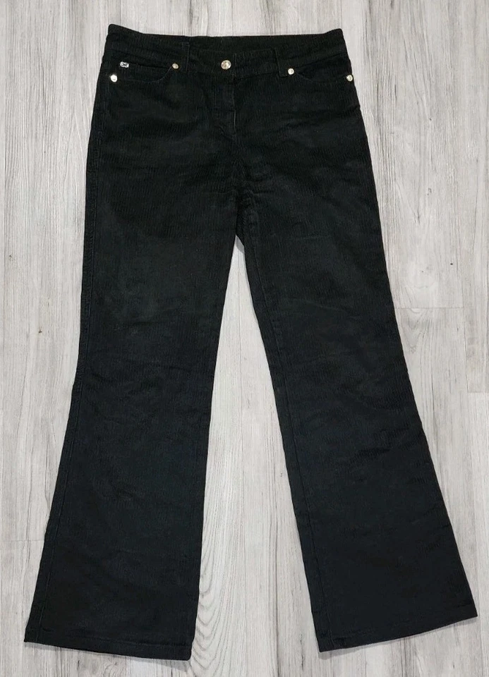 Pantalón Vintage Escada Negro Pana Talla 4 EU 36 Pierna Ligeramente Acampanada Foto 1 de 4