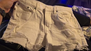 Pantalones Cortos Lucky Brand Para Mujer Niño Talla 4/27 Elastizados Denim Blanco Rasgado tiro Medio - Imagen 1 de 5