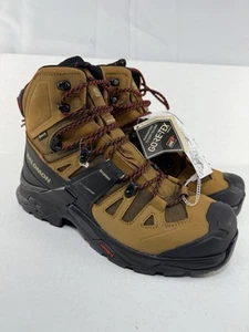 Salomon Quest 4 GTX WATERPROOF Brown Rubber Black Fiery Red Hiking Boots Sz 9.5 - Picture 1 of 7