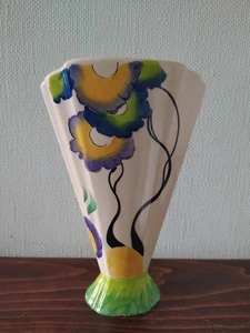 Clarice Cliff Style Art Deco Vase Hand painted For Past Times 9" Tall A/F - Picture 1 of 11