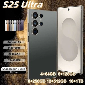 NEW Unlocked S25 Ultra 7.3” 5G Smartphone Android 15 Dual SIM 8000mAh CellPhone - Picture 1 of 22