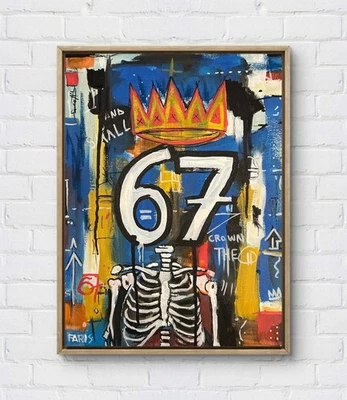 Faris Art: 6 7, Six Seven:11x14 холст уникальный современный неоэкспрессионизм - Изображение 1 из 4