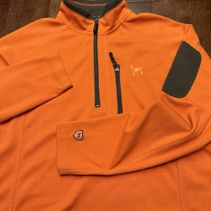 The Black Dog Sweatshirt Men's Large Orange 1/4 Zip Sweater Fleece Pullover - Picture 1 of 8
