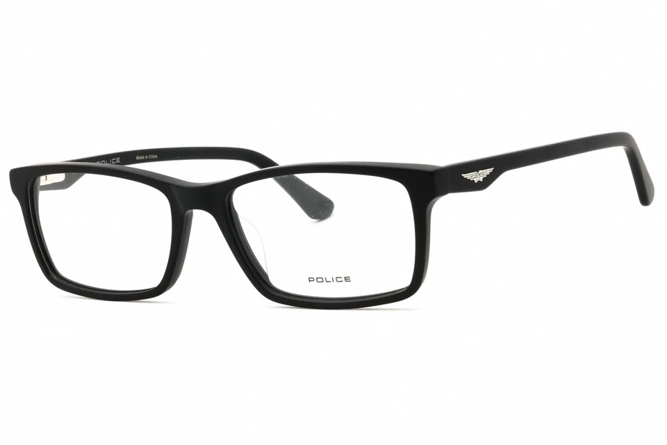 Police Eyeglasses Frames VPLN82 0703 Black Rectangle Full-Rim 54mm Men