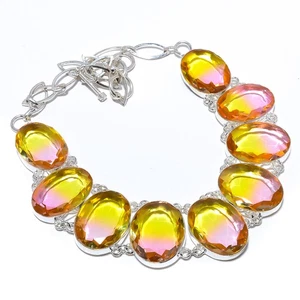 Collar Joyería Plateado Diseño Turmalina Bicolor 17.99" T4 - Imagen 1 de 3