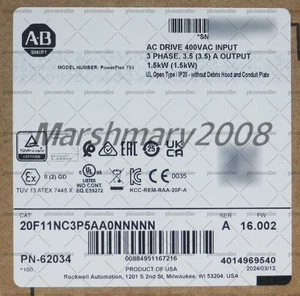 Allen Bradley 20F11NC3P5AA0NNNNN PowerFlex Air Cooled 753 AC Drive New - Picture 1 of 10