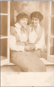 Real Photo Postcard, Two Sisters With Same Outfits - Picture 1 of 2