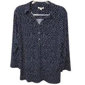 Camisa Charter Club para mujer XL azul marino blanco cuadrado lunares abotonada Top - Imagen 1 de 11