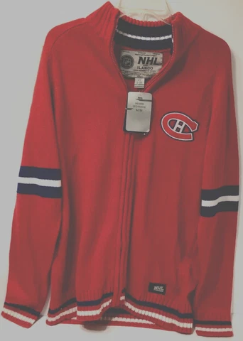 MONTREAL CANADIENS Men's NHL Ilanco Vintage Acrylic Red Full Zip Sweater M New Cover