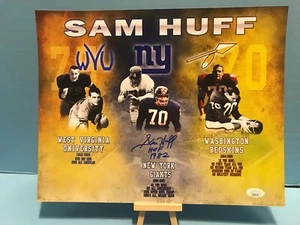 SAM HUFF SIGNED CUSTOM 11X14  Wash redskins NY giants WV mountaineers JSA    - Picture 1 of 3