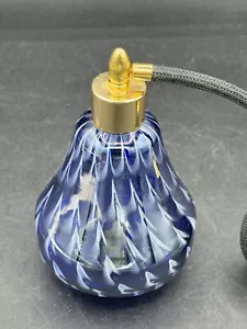 Vintage glass perfume atomizer, Purple/White with Black Spritzer - Picture 1 of 8