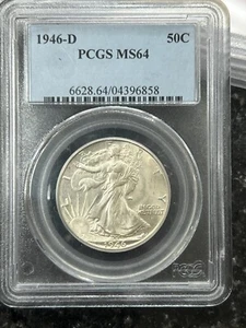 1946-D Walking Liberty Half Dollar PCGS MS 64 Silber 50c A01 - Bild 1 von 2