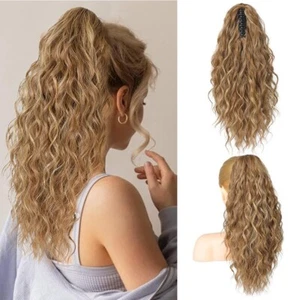Ombre 18Inch Wavy Curly Claw Ponytail For Women Synthetic Clip In Drawstring - Picture 1 of 17