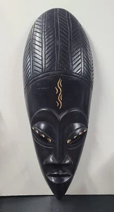 Máscara tribal africana grande tallada a mano madera decoración de pared arte ébano ébano Ghana - Imagen 1 de 12