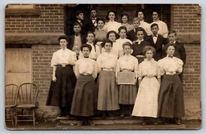 Postcard RPPC Coed High School Group Class Photo 1911 Students YHS Real Photo - Picture 1 of 2