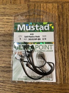 Mustad KVD Soft Plastics Hook Size 2/0-BRAND NEW-SHIPS SAME BUSINESS DAY  - Picture 1 of 2