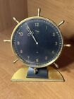 Vintage Rare Imhof Mid-century Gilt Brass Nautical Genève Alarm Clock 8-day