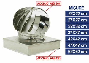 CAPPA FUMAIOLO ACCIAIO INOX QUADRATA COMIGNOLO GIREVOLE ANTIVENTO 16111V - Foto 1 di 9