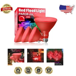 4-Pack Dimmable Red Flood Light Bulbs - E26 Base, 20W for Stunning Ambiance - Picture 1 of 9