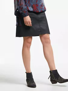 New John Lewis AND/OR Coated Denim Mini Skirt, Black, UK 14, RRP £59 - Picture 1 of 6