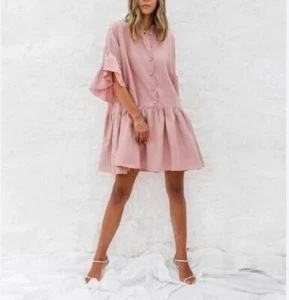 Vestido Morton Mac Alto Lino Gita Rubor - Talla Única Costero - Imagen 1 de 6