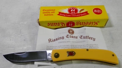 Cuchillo de Bolsillo Kissing Crane Cutlery Amarillo Sod Buster KC5009 Nuevo Foto 1 de 4