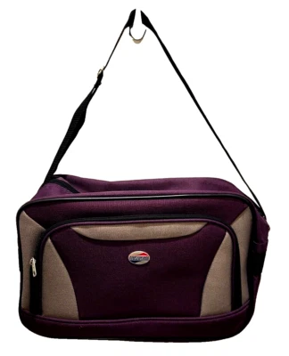 American Tourister Purple Canvas Overnight Carry-on Bag 15x10x5" - Image 1 of 4