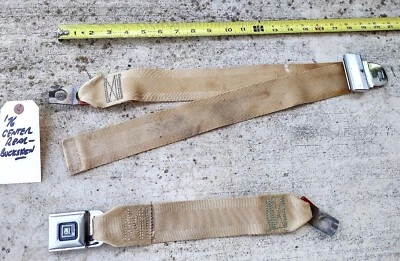 1970's GM Cadillac Eldorado REAR CENTER Seat Belt SET *TAN /  BUCKSKIN*   GC  - Image 1 of 4
