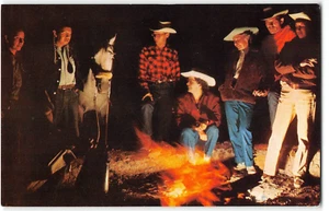 Campfire Scene Cowboys & Indians New Mexico Vintage Postcard 1950s - Picture 1 of 2