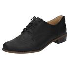 LADIES SPOT ON LACE UP WORK SMART CASUAL BROGUE SHOES SIZE F8R984