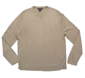Banana Republic Mens XL V-Neck Sweater Silk Cashmere Tan Preppy Academia Minimal - Picture 1 of 10