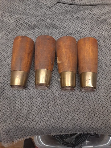 Set of 4 Vintage 5" Hardwood Table Leg  Mid Century Modern Adjustable Cover