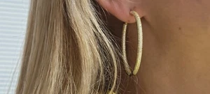 Gelbe Zirkon Inside-Out Creolen 925 Sterling Silber klassischer Schmuck - Bild 1 von 2