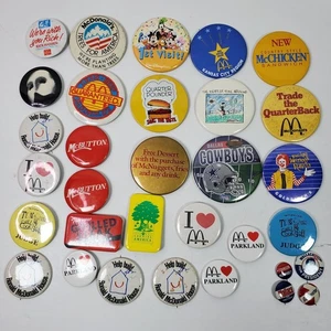 Advertising Pinback LOT of 34 Pins McDonald's Political Dallas Cowboys - Picture 1 of 4