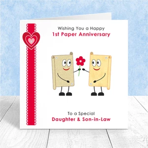 1st Anniversary Card *With Clear Gems* Daughter And Son In Law Sister Brother A - Picture 1 of 6