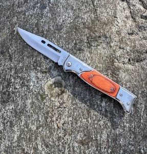 AK-47 Spring Assisted Tactical Folding Knife USSR Repro Wood Handle Pocket EDC - Picture 1 of 11