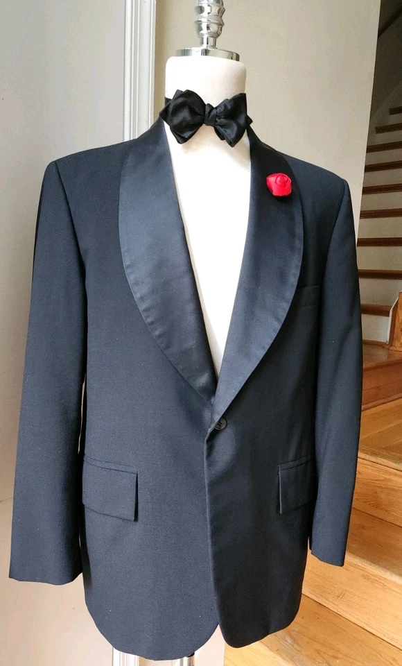 Chaqueta de Esmoquin Lord West Mantón Solapa Años 60 De Colección Talla 42R Negra Foto 1 de 4