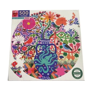 eeBoo Vögel und Blumen 500 Teile Rundpuzzle vollständig - Bild 1 von 5