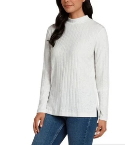 Matty M Women's Sweater Heather Pearl Gray Mock Neck Ribbed Tunic XXL NWT - Picture 1 of 7