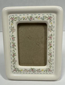 Vintage Hallmark Off White Floral Ceramic Picture Frame for 3x2”Photo Nursery - Picture 1 of 13