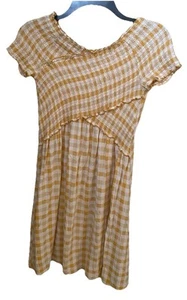 Wonder Nation Girl’s Dark Yellow Orange and Cream Gingham Check Dress L 10/12 - Picture 1 of 8