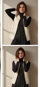 Club Monaco 100% Lamb Leather Women’s Vest Western Boho Ivory Lightweight Size M - Picture 1 of 19