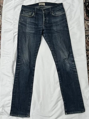 Baldwin Henley Selvedge Indigo Raw Slim Straight Denim Jeans 30x30 Button Fly - Image 1 of 4