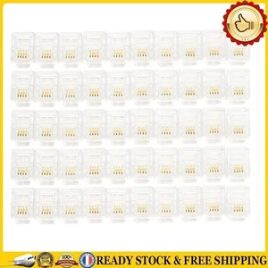 100 Pcs RJ11 6P4C Plug Telephone Modular Plug Transparent & - Bild 1 von 6