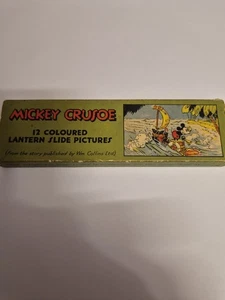 Mickey Crusoe Boxed Vintage 1930's Magic Lantern Slides Walt Disney Mickey Mouse - Picture 1 of 3